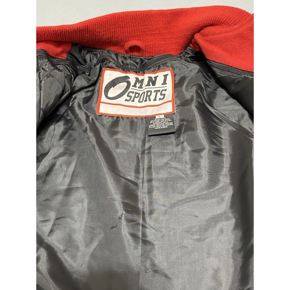 OMNI SPORTS Men's WOOL / LEATHER SLEEVE RED/BLUE VARSITY LETTERMAN JACKET - S - Picture 3 of 12